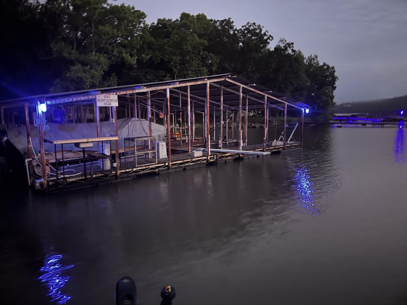 Dock lighting at dusk on Lake of the Ozarks — United Electric Service, Lebanon MO