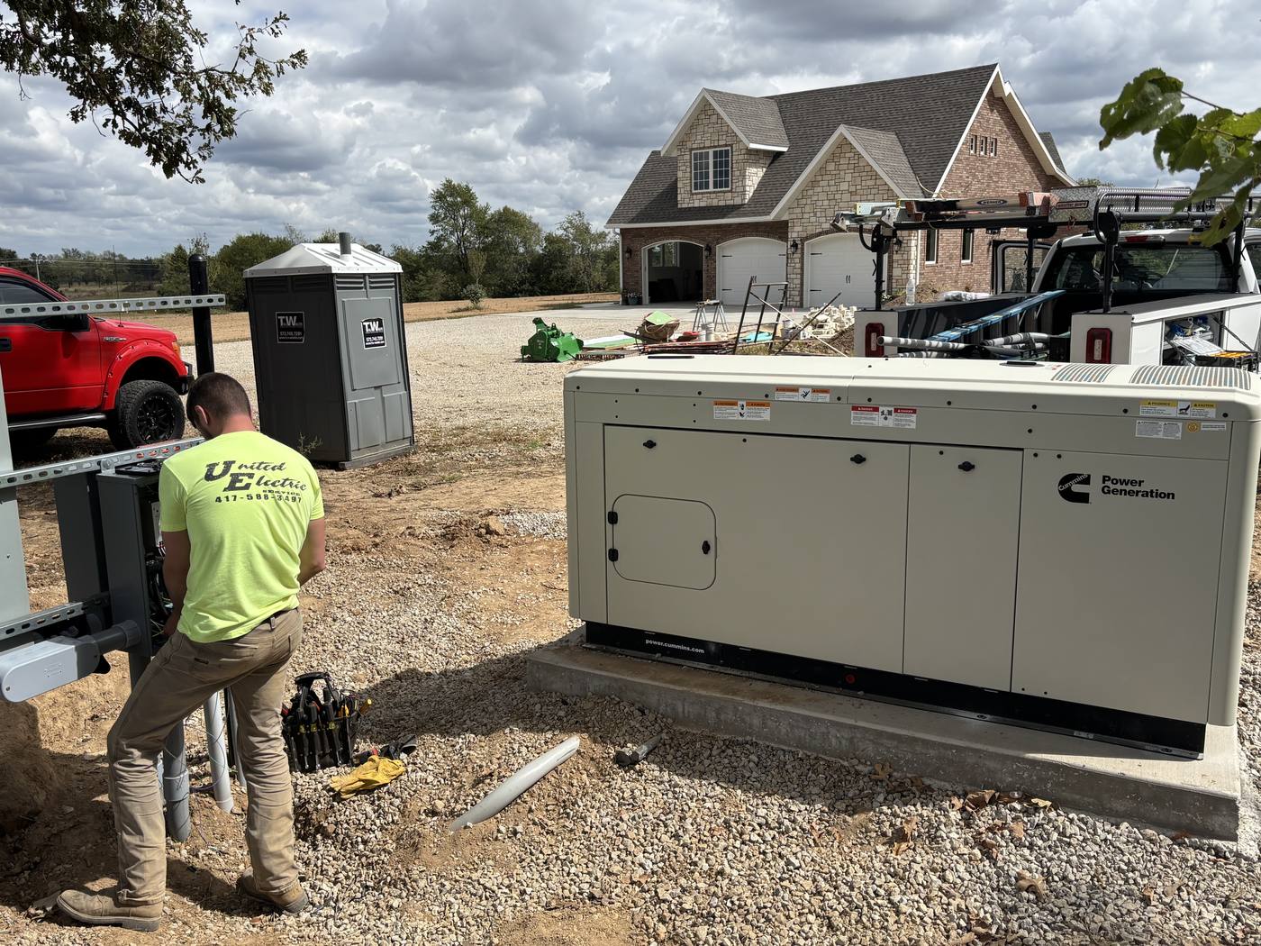 Cummins standby generator installed on a pad at a home near Lebanon, Missouri