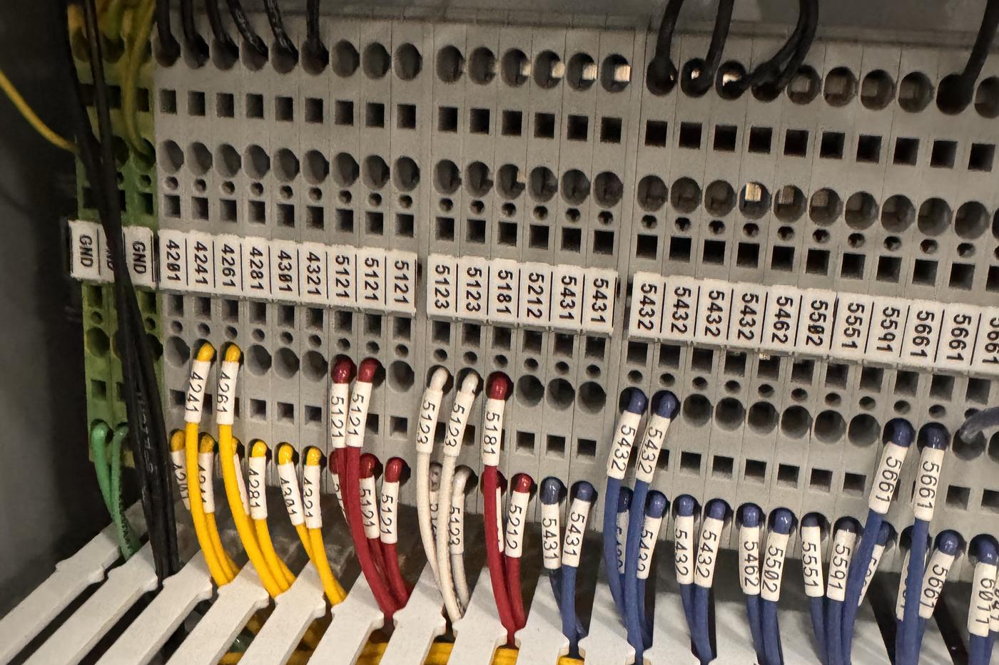 Numbered, ferruled control wiring landed on the terminal strip — United Electric Service, Lebanon MO
